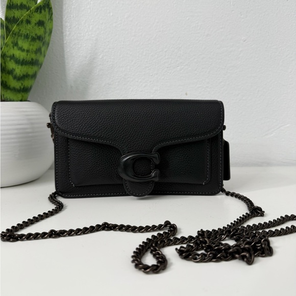 Coach Handbags - Coach Black Pebbled Leather Crossbody with Chain Strap